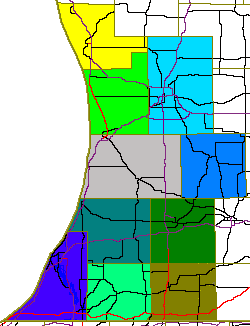Map of South West Michigan color coded to each of the six counties of the region